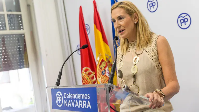 Rueda de prensa de la presidenta y portavoz parlamentaria del Partido Popular de Navarra, Ana Beltrán (10). IÑIGO ALZUGARAY