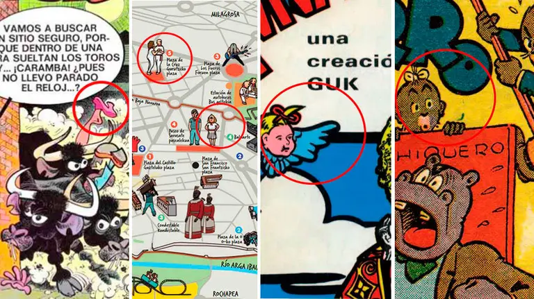 Las cuatro imágenes en las que aparece representada la mujer en el programa de fiestas de San Fermín 2017.