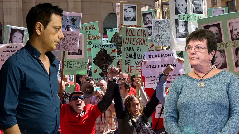 El parlamentario de Podemos, Carlos Couso, y la consejera de Interior, María José Beaumont.