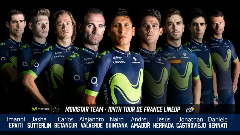 El equipo del Movistar team para el Tour de Francia.