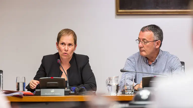 Uxue Barkos, presidenta del Gobierno foral, informa en el Parlamento sobre el Canal de Navarra y el proyecto de Alta Velocidad (21). IÑIGO ALZUGARAY