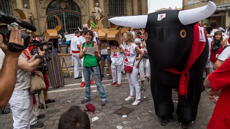 Manifestaci&oacute;n antitaurina 'Kalejira Festiva' en el casco antiguo. I&Ntilde;IGO ALZUGARAY (16)