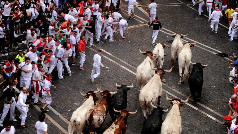Tercer encierro de los toros de Puerto de San Lorenzo en la Plaza del Ayuntamiento 11 REUTERS