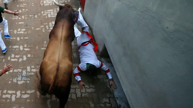 Tercer encierro de los toros de Puerto de San Lorenzo en el callejón 28 REUTERS