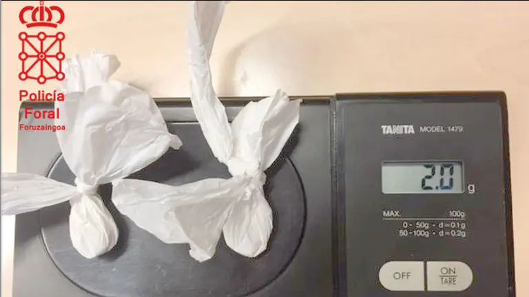 Coca&iacute;na intervenida en la calle Estafeta por la Polic&iacute;a Foral.