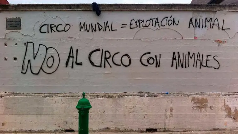 Pintada en una zona próxima al solar donde se ubica en Sanfermines el Circo. TWITTER