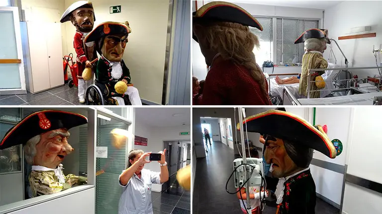 Combo de imágenes de los kilikis por el Complejo Hospitalario de Navarra. SALUD NAVARRA