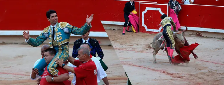 Roca Rey es cogido y Cayetano sale por la puerta grande  en la Feria del Toro de Pamplona de 2017