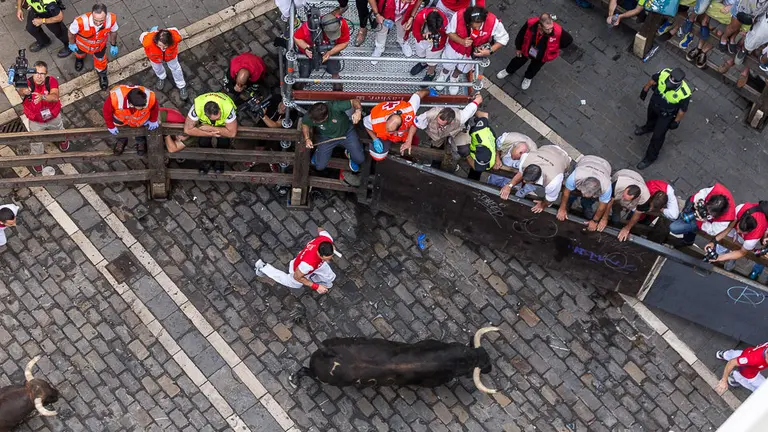 Séptimo encierro de San Fermín con los toros de Nuñez del Cuvillo (06). IÑIGO ALZUGARAY