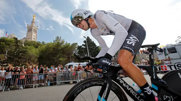 El español Mikel Landa en la contrarreloj disputada en Marsella en la que ha estado a punto de alcanzar el tercer puesto en la clasificación general del Tour de Francia EFE