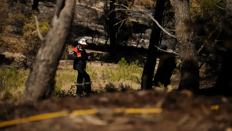 Los bomberos intentan extinguir por completo el incendio de Falces tras haberse reavivado esta mañana. MIGUEL OSÉS_18