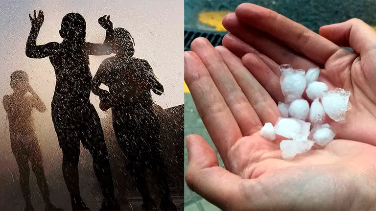 Imagen de contraste entre el calor y el granizo