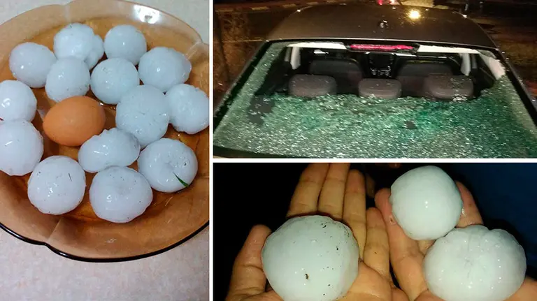 Imagenes del granizo que ha caído en la zona de Sangüesa. TWITTER