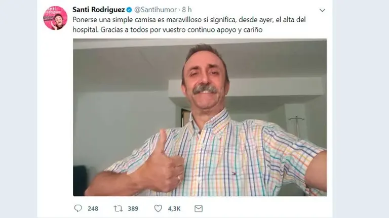Imagen compartida por el humorista Santi Rodriguez en las redes sociales. TWITTER