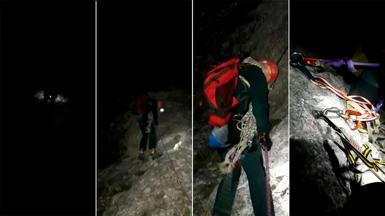 Así ha sido el complicado rescate a dos escaladores que han pasado la noche colgados en Dos Hermanas, en Irurzun. IMÁGENES CEDIDAS