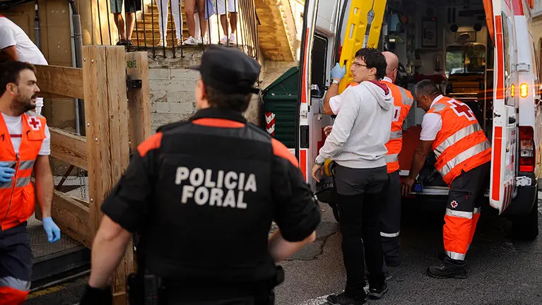 Primer encierro de las fiestas de Tafalla 2017 a cargo de la ganadería de Marques de Albaserrada. MIGUEL OSÉS (15)