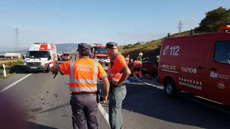 Gravísimo accidente en Navarra, en Tiebas. POLICÍA FORAL.