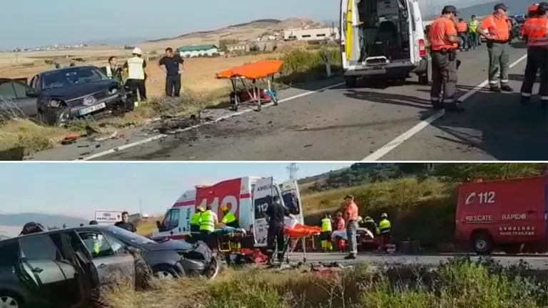 Dos imágenes del grave accidentes de Tiebas