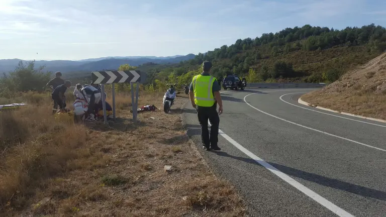 Un motorista ha resultado herido tras sufrir una caída en el puerto de las Coronas, en Navascués CEDIDA
