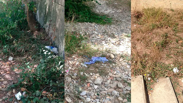 Suciedad en el entorno del río Arga en Pamplona