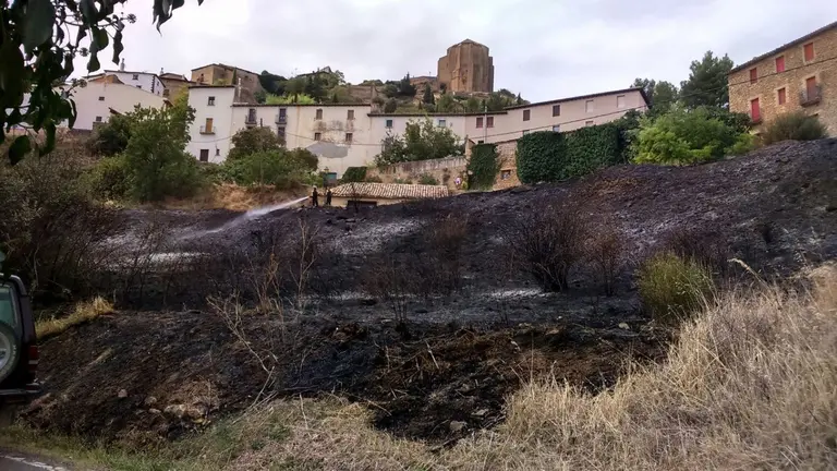 Imagen del incendio que ha sido sofocados por los bomberos en Gallipienzo GUARDERÍO FORESTAL