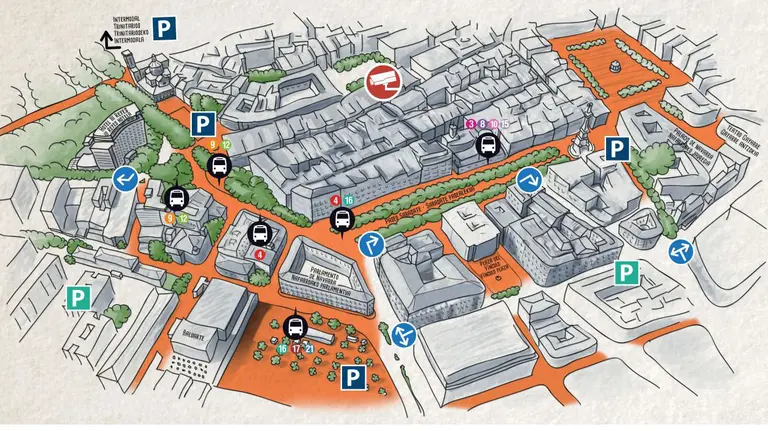 mapa con cambios del centro de Pamplona