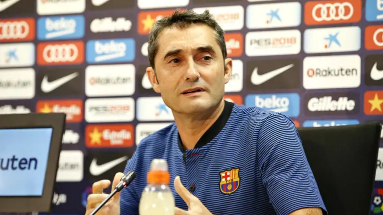 Ernesto Valverde en rueda de prensa. Twitter FC Barcelona.