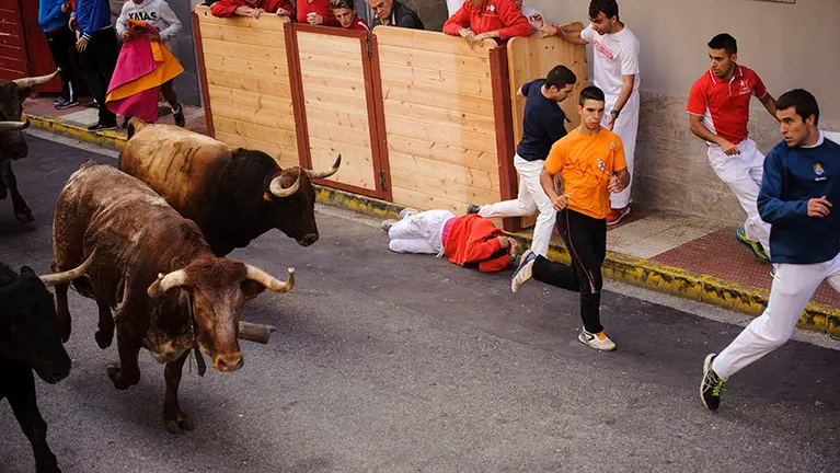 3º 10 de la mañana encierro de varias pasadas en Azagra con la ganadería Toropasión. MIGUEL OSÉS (4)