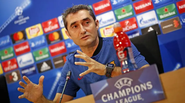 Ernesto Valverde en rueda de prensa. FC Barcelona.