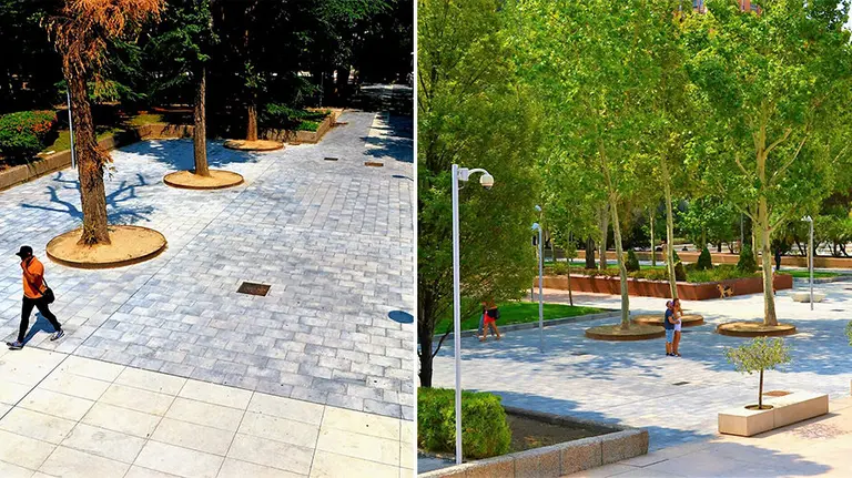 El suelo hecho en una empresa de Tudela ya llena la popular zona de negocios de Azca en Madrid. CEDIDAS