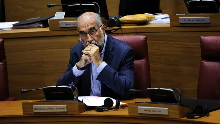 El consejero de salud Fernando Dominguez durante el pleno del parlamento. MIGUEL OSÉS
