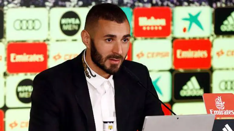 Benzema en rueda de prensa. Real Madrid.
