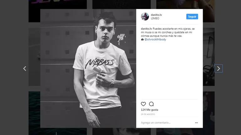 Captura tomada desde el ordenador del perfil de Instagram de Daniel de la Fuente