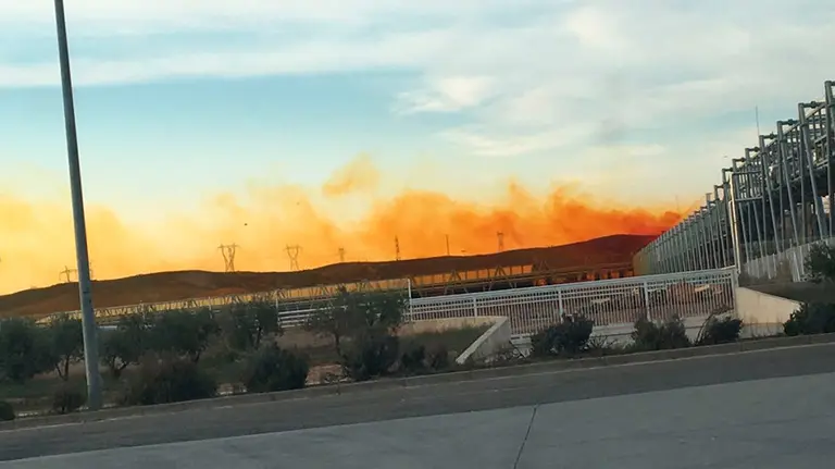La nube tóxica que ha afectado a un polígono en Tudela. CEDIDA