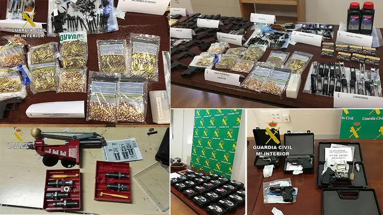 Las armas que ha incautado al pamplonés la Guardia Civil