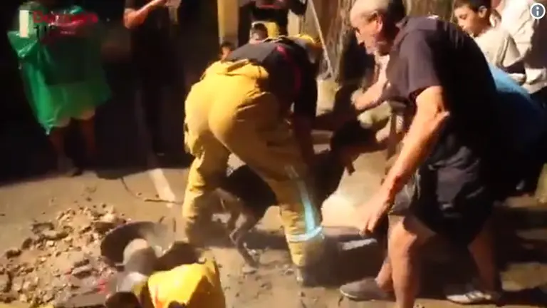 Los bomberos rescatan a una cabra