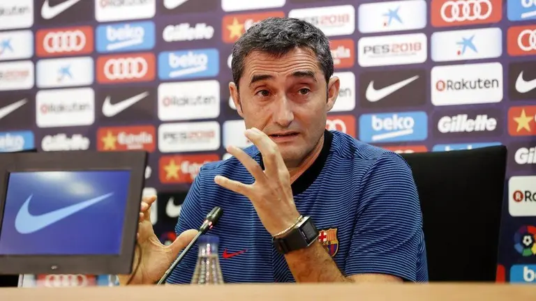 Ernesto Valverde en rueda de prensa. FC Barcelona.