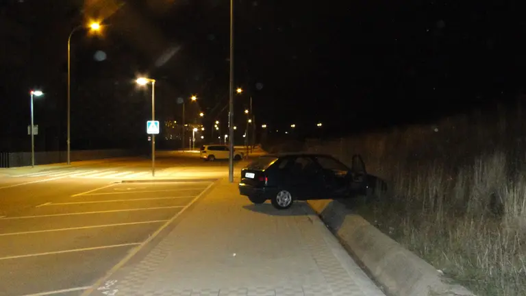 Salida de vía tras El Sadar en Pamplona