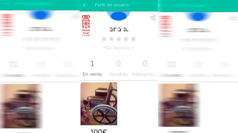 Pantallazo a la silla de ruedas del CHN que se vendía en la app