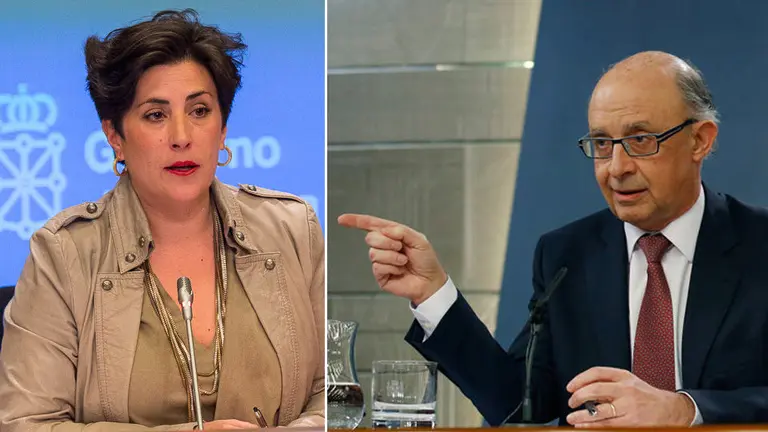 La portavoz del Gobierno de Navarra, María Solana, y el ministro de Hacienda, Cristóbal Montoro NAVARRACOM