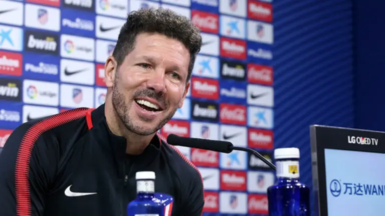 Diego Simeone en rueda de prensa. Foto Atlético de Madrid.