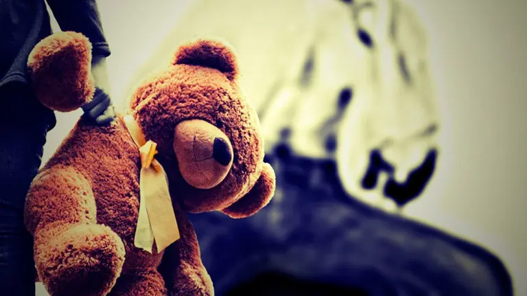 Un niño sujeta un oso de pelucho. ARCHIVO