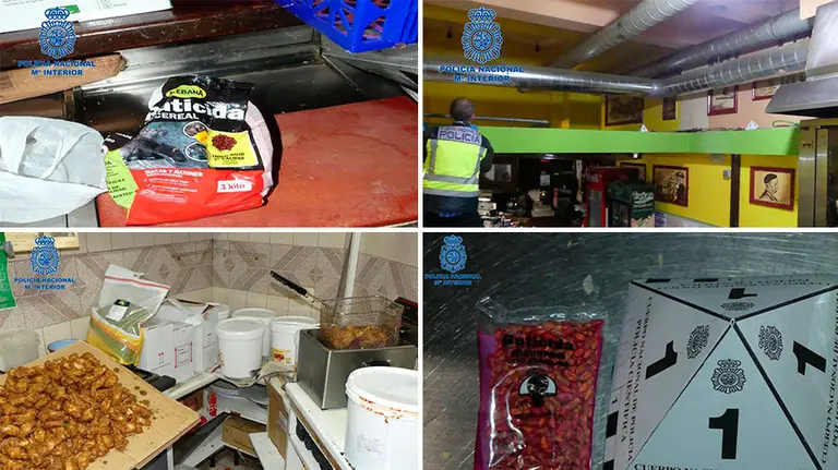 La Policía Nacional inspecciona el local de comida en La Milagrosa. POLICÍA NACIONAL