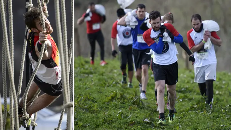 Algunas de las pruebas de la carrera Gladiators Day en Igantzi PABLO LASAOSA