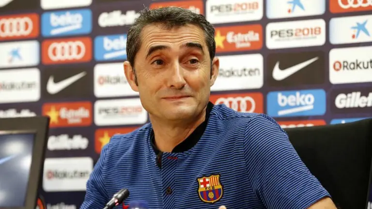 Ernesto Valverde en rueda de prensa. Foto FC Barcelona.