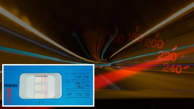 El control de drogas, abajo a la izquierda, que arroja un resultado positivo en drogas. POLICÍA FORAL