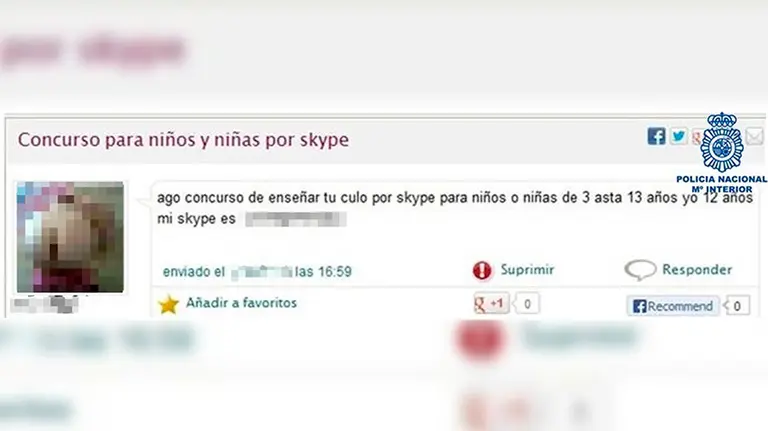 Captura de pantalla de un usuario de Internet incitando a menores a distribuir contenido sexual