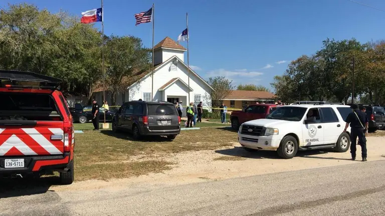 Exterior de la iglesia de Sutherland Springs, en Texas