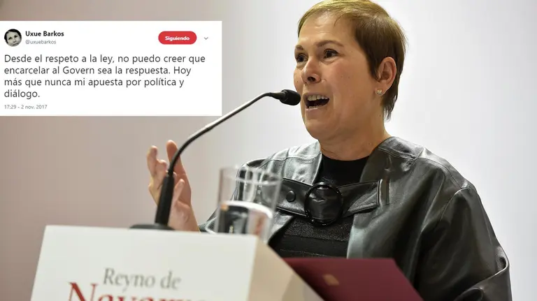 GRA144. MADRID, 20/01/2017.- La presidenta de Navarra, Uxue Barkos, durante su intervención hoy en el acto institucional de Navarra en el Feria de Turismo FITUR. EFE/Fernando Villar