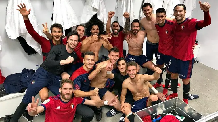 Alegría de Osasuna en Córdoba. Twitter Lucas Torró.